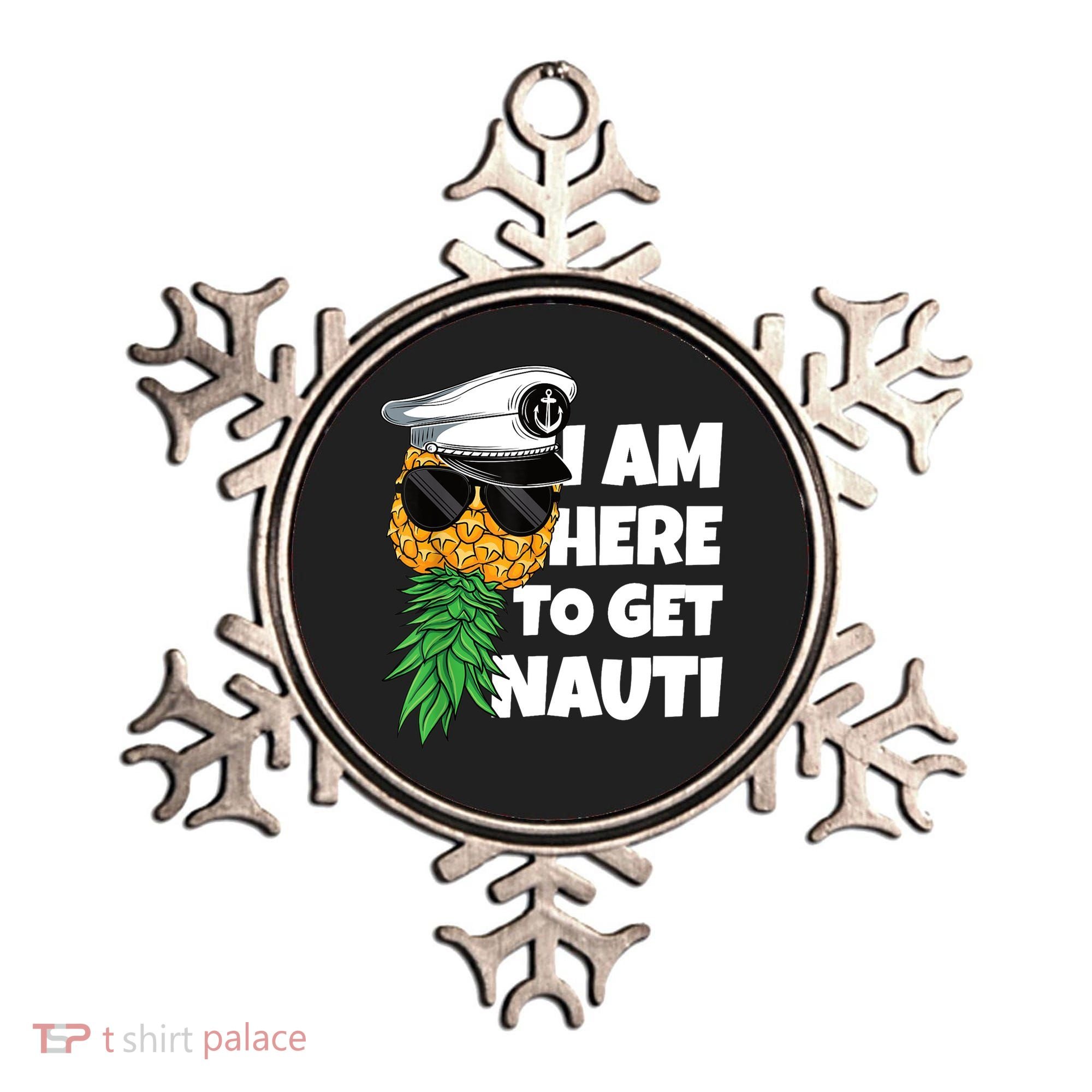 Here To Get Nauti Cruise Boat Upside Down Pineapple Swinger Ornament