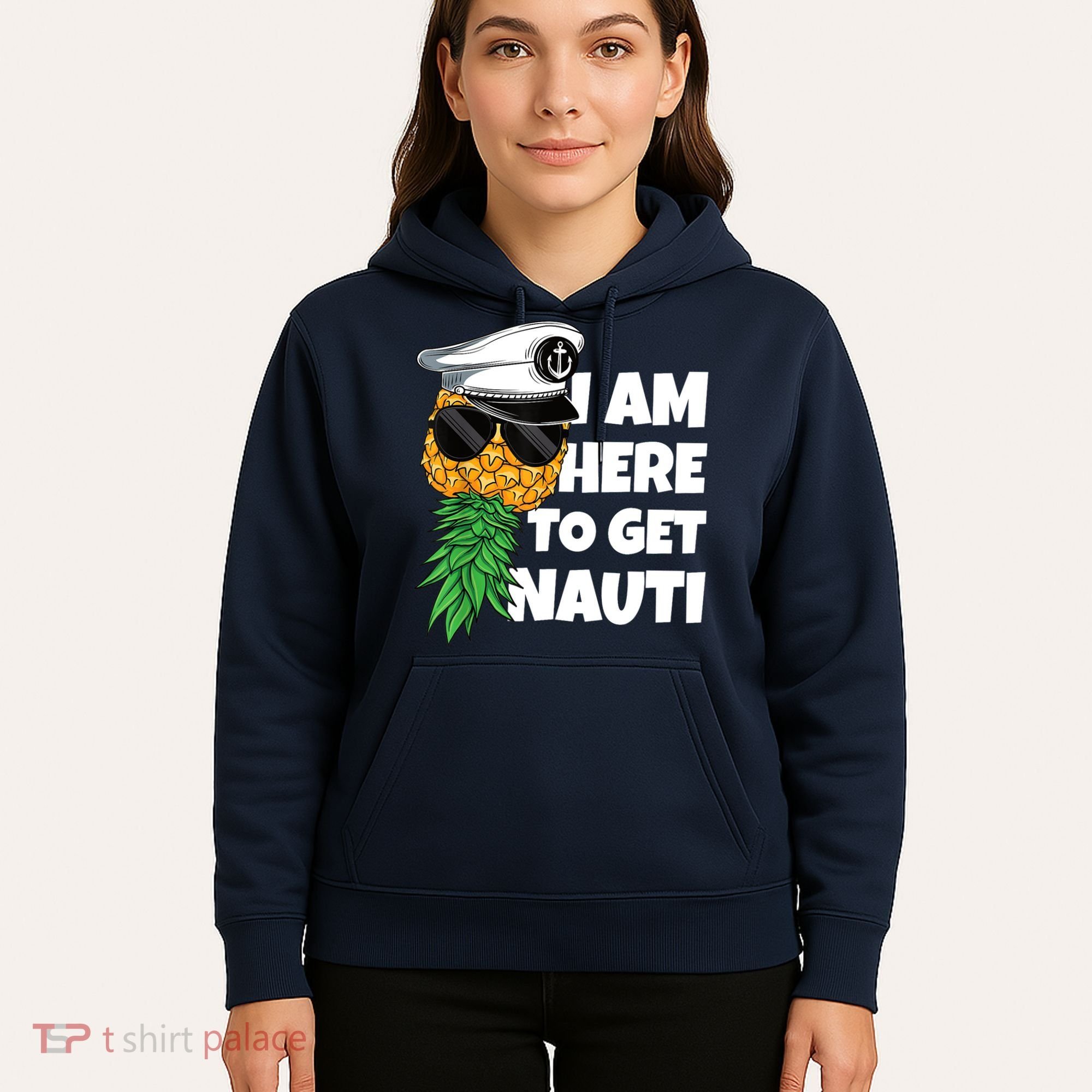 Here To Get Nauti Cruise Boat Upside Down Pineapple Swinger Hoodie