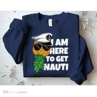 Here To Get Nauti Cruise Boat Upside Down Pineapple Swinger Sweatshirt thumb 2