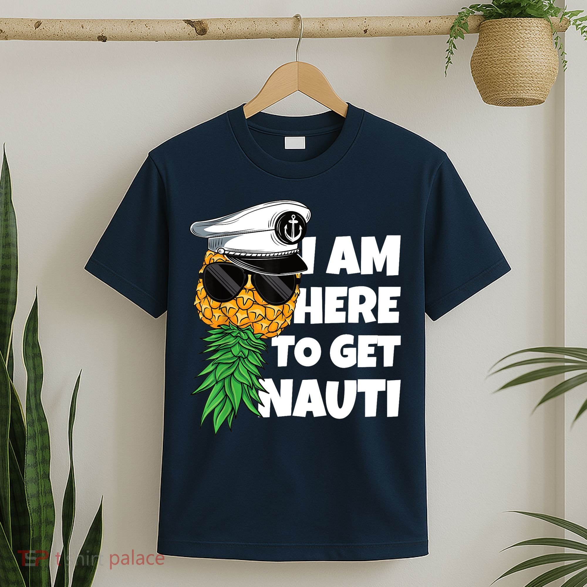 Here To Get Nauti Cruise Boat Upside Down Pineapple Swinger T-Shirt