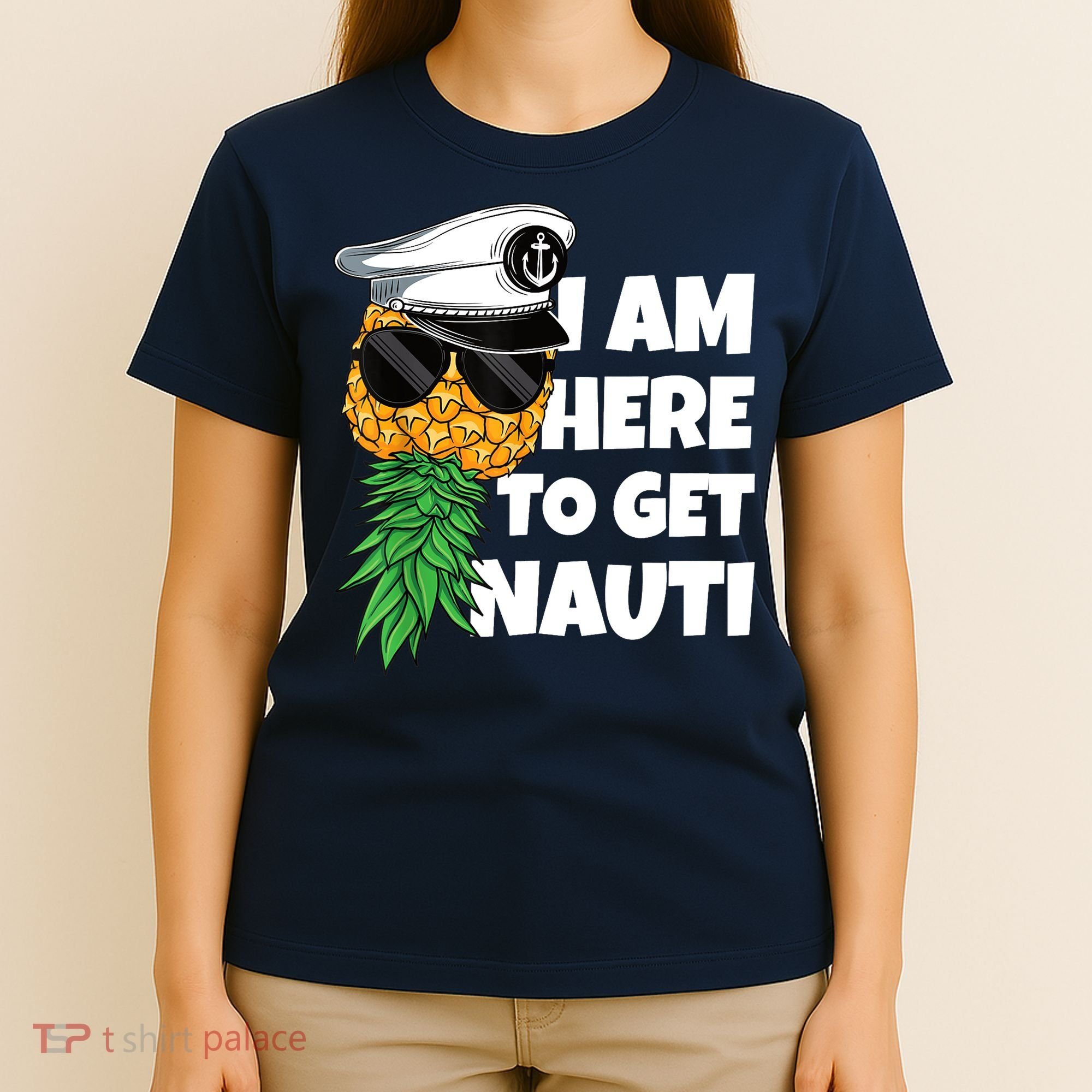 Here To Get Nauti Cruise Boat Upside Down Pineapple Swinger T-Shirt
