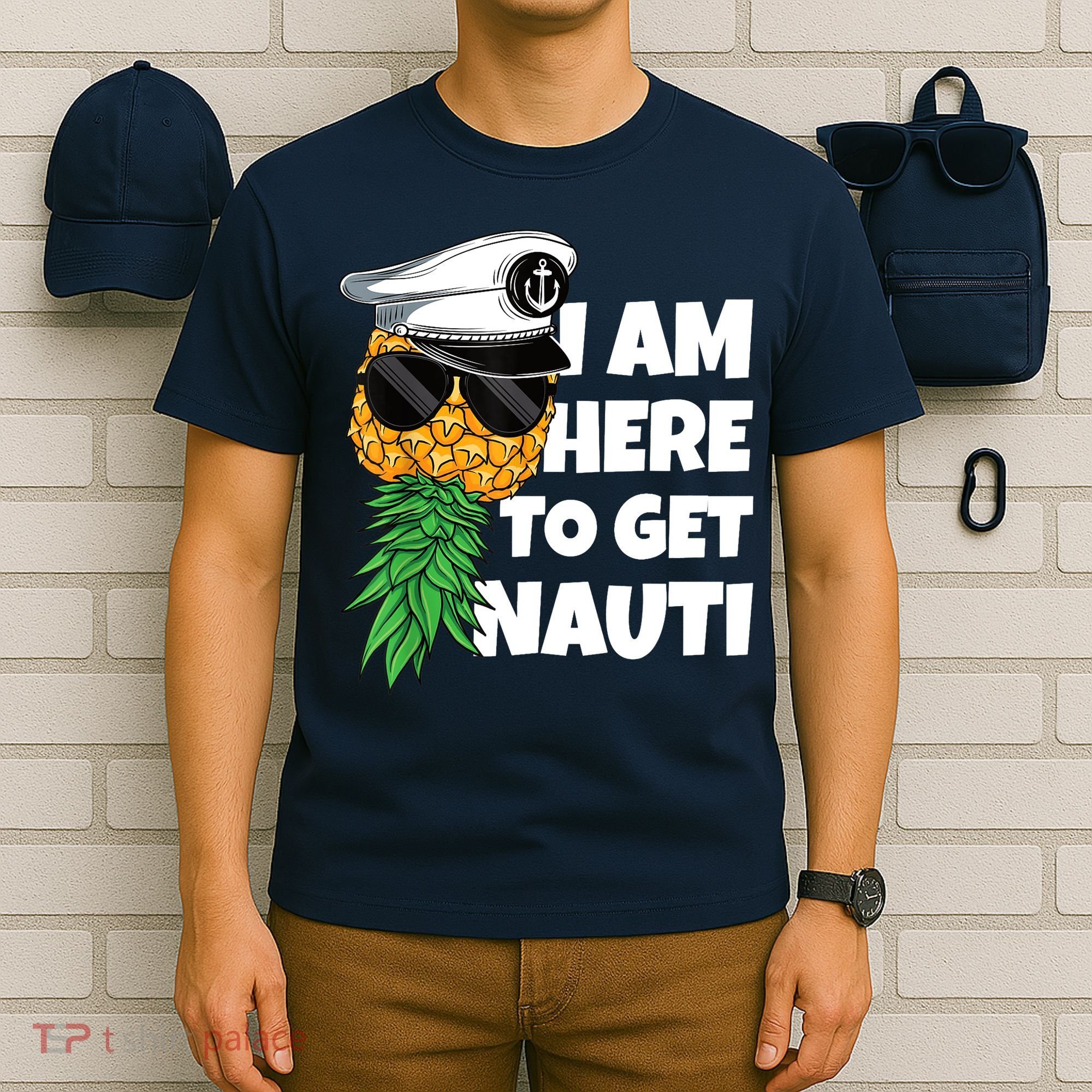 Here To Get Nauti Cruise Boat Upside Down Pineapple Swinger T-Shirt
