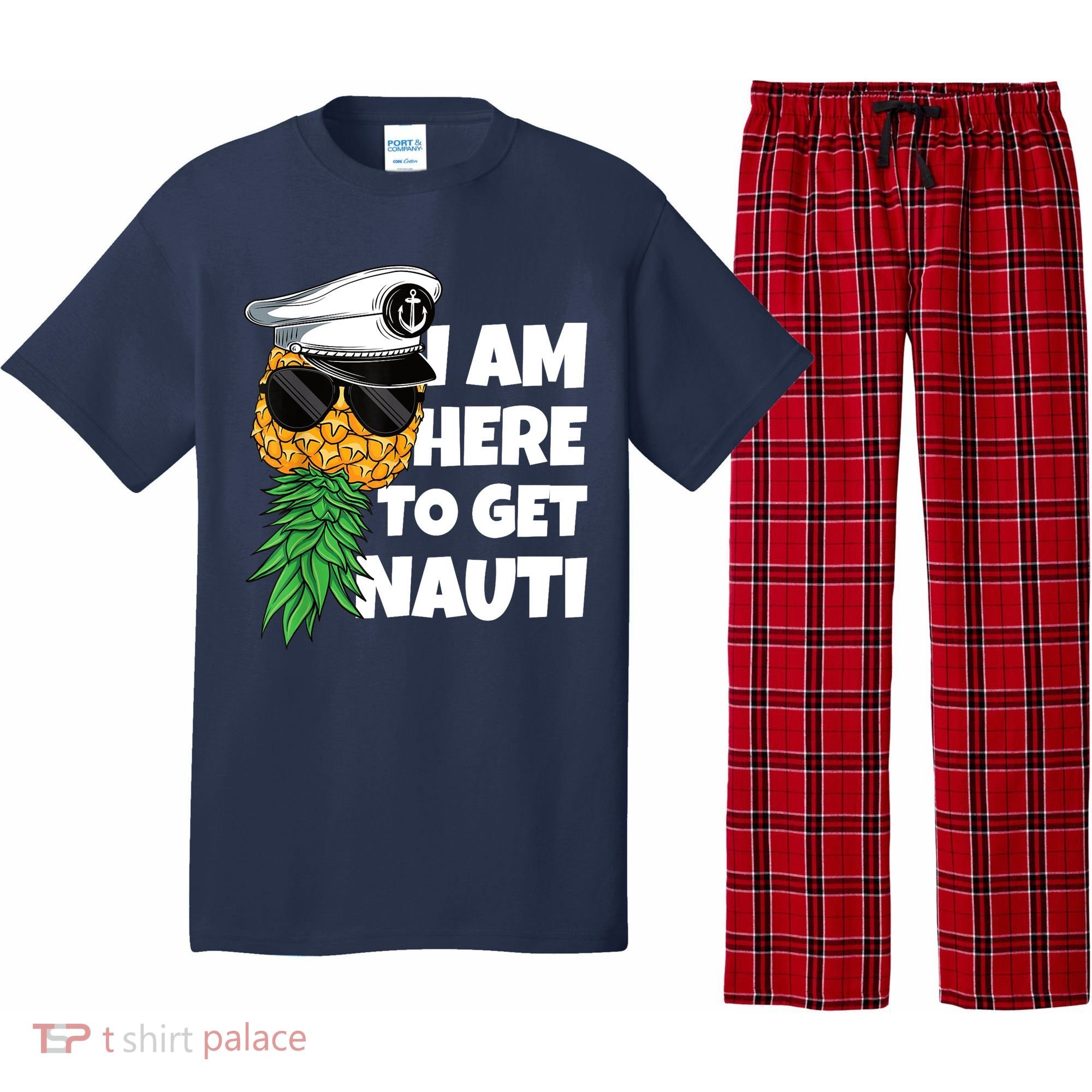 Here To Get Nauti Cruise Boat Upside Down Pineapple Swinger Pajama Set