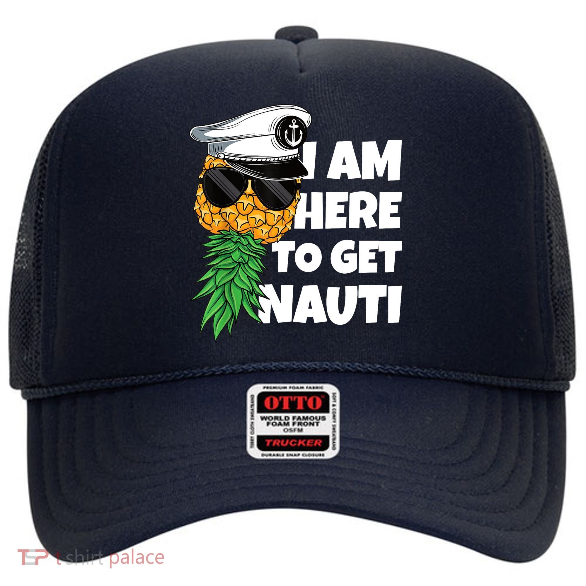 Here To Get Nauti Cruise Boat Upside Down Pineapple Swinger Hat