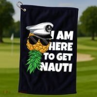 Here To Get Nauti Cruise Boat Upside Down Pineapple Swinger Golf Towel thumb 1