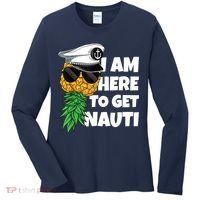Here To Get Nauti Cruise Boat Upside Down Pineapple Swinger Women's Long Sleeve Shirt thumb 0