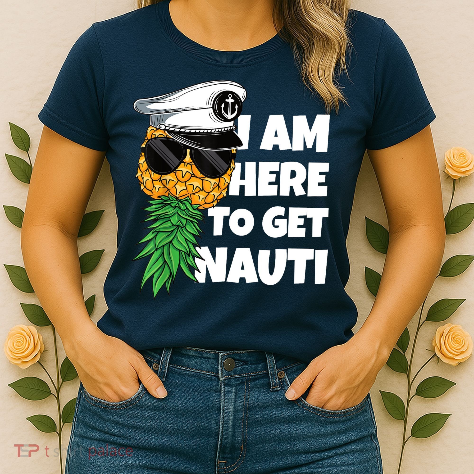 Here To Get Nauti Cruise Boat Upside Down Pineapple Swinger Women's T-Shirt