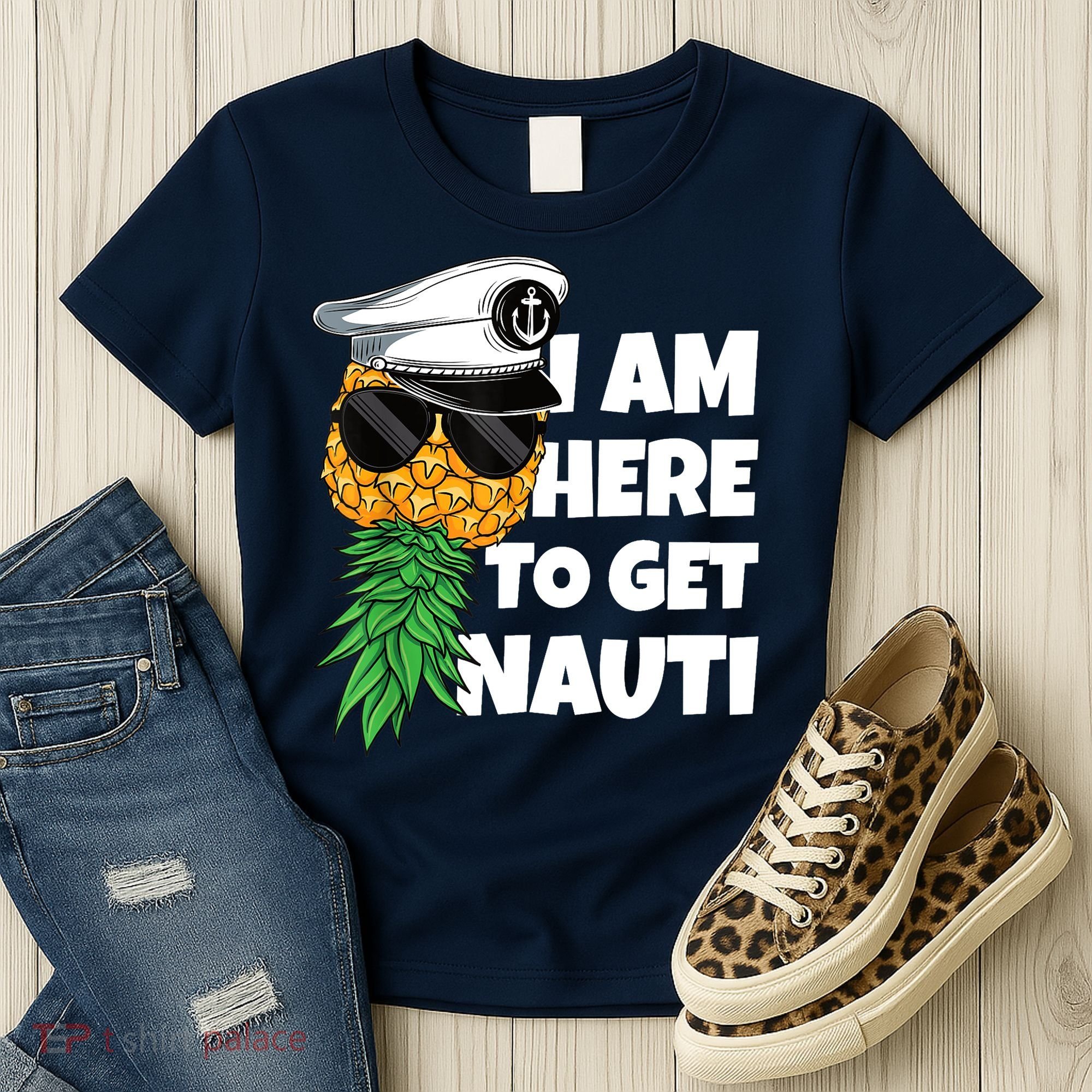 Here To Get Nauti Cruise Boat Upside Down Pineapple Swinger Women's T-Shirt