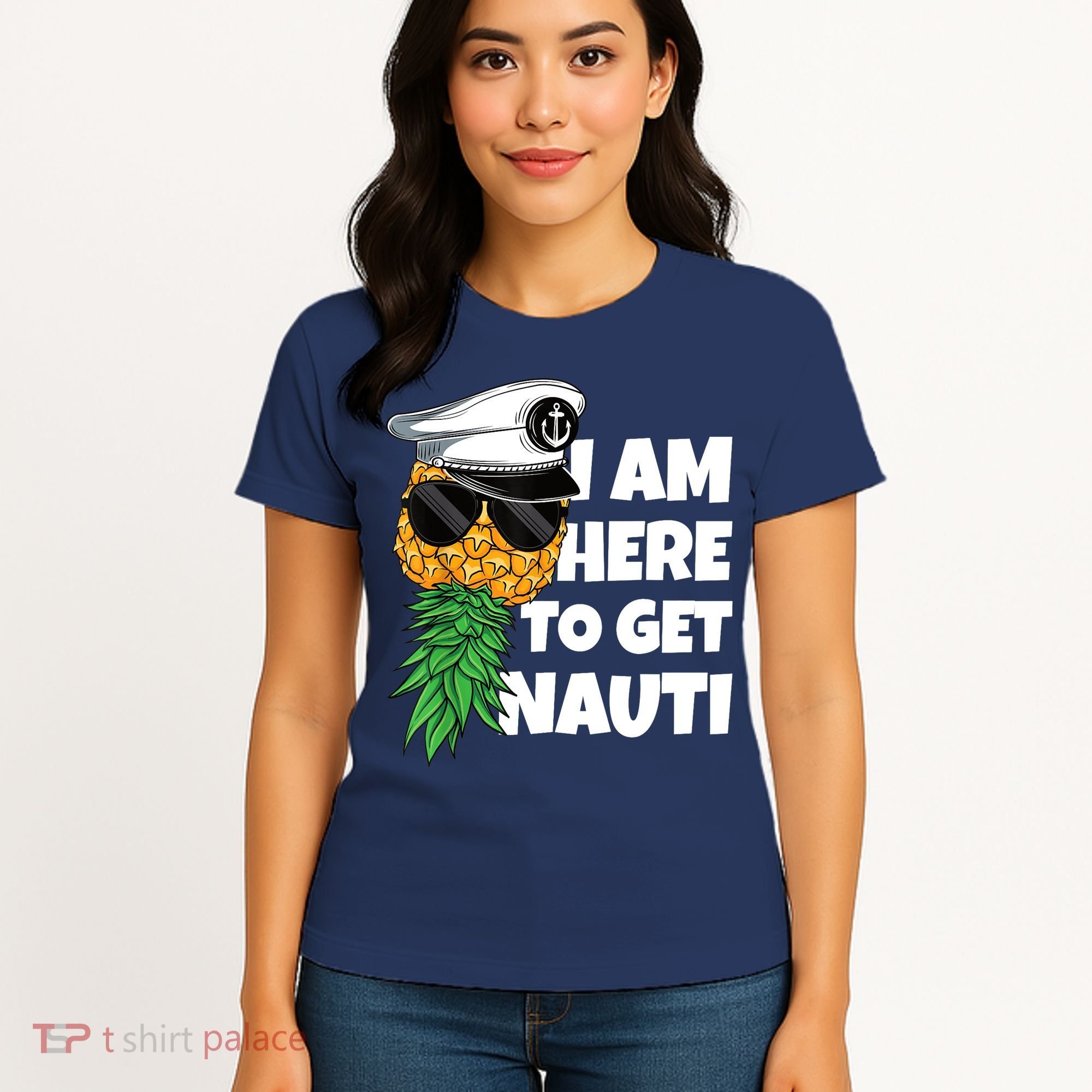 Here To Get Nauti Cruise Boat Upside Down Pineapple Swinger Women's T-Shirt