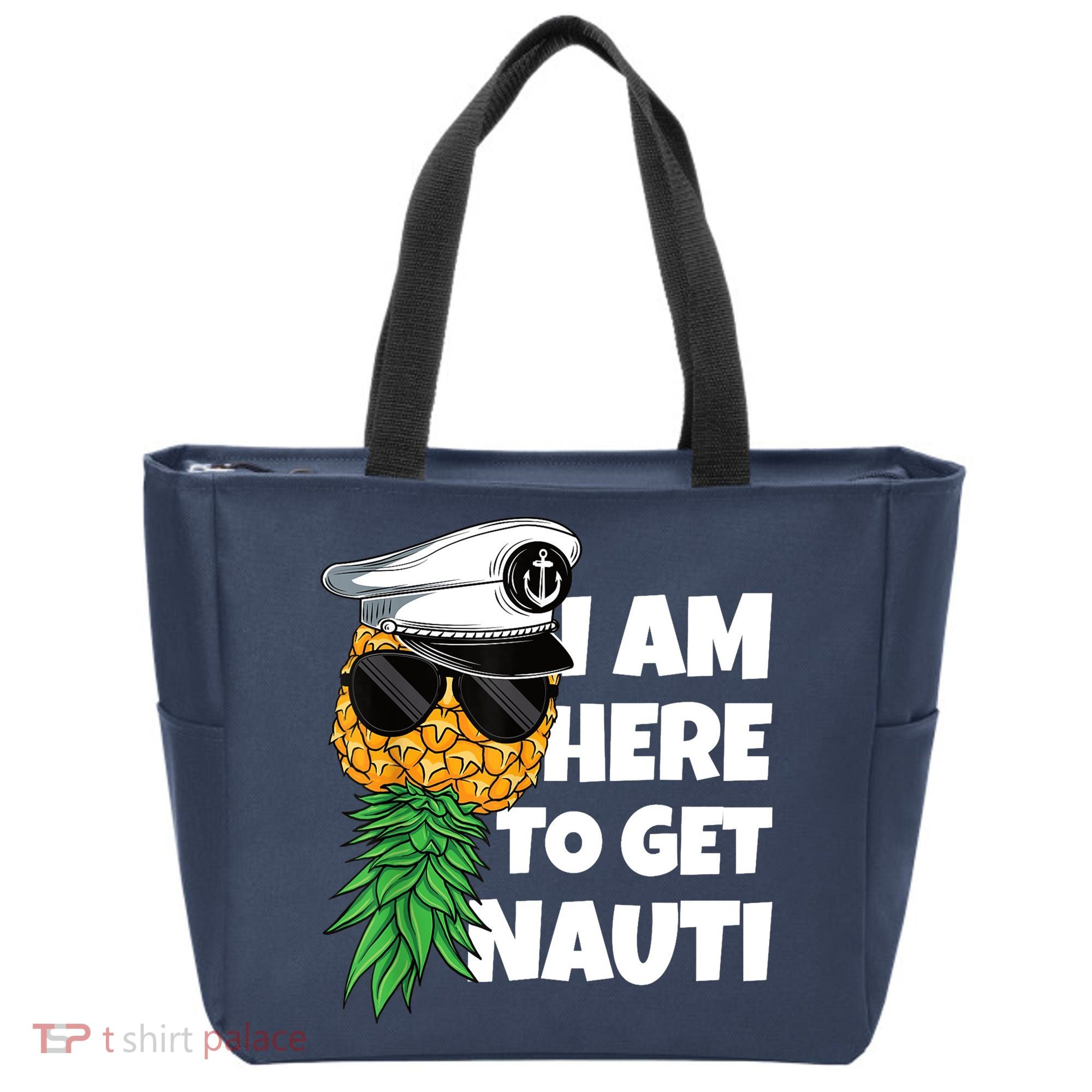 Here To Get Nauti Cruise Boat Upside Down Pineapple Swinger Tote Bag