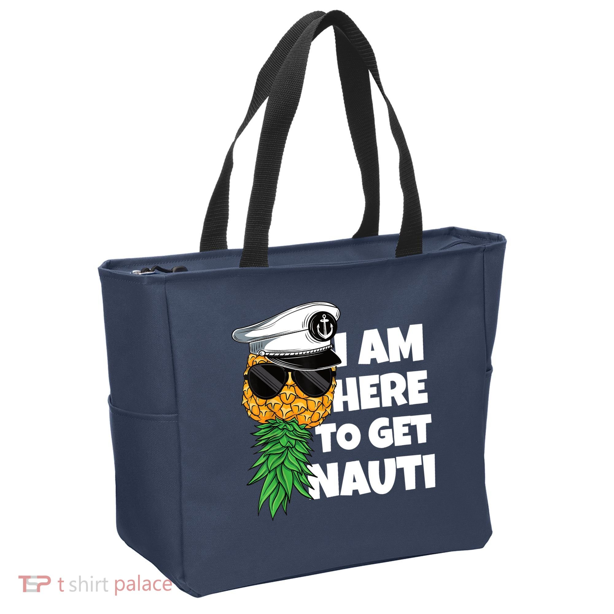 Here To Get Nauti Cruise Boat Upside Down Pineapple Swinger Tote Bag