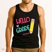Hello Third Grade Let Do This Happy First Day Of School Tank Top thumb 3