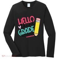 Hello Third Grade Let Do This Happy First Day Of School Women's Long Sleeve Shirt thumb 0