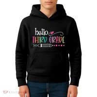 Hello Third Grade Fun 3rd Grade To School Gifts Kids Hoodie thumb 4