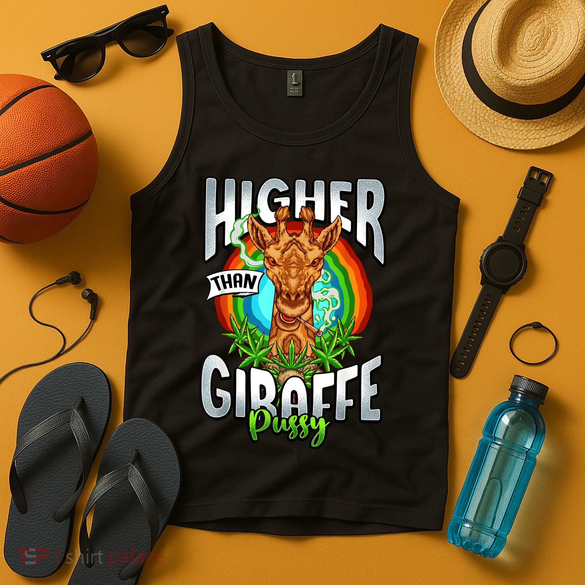 Higher Than Giraffe Pussy Funny Stoner Weed 4 20 Pot Gift Tank Top