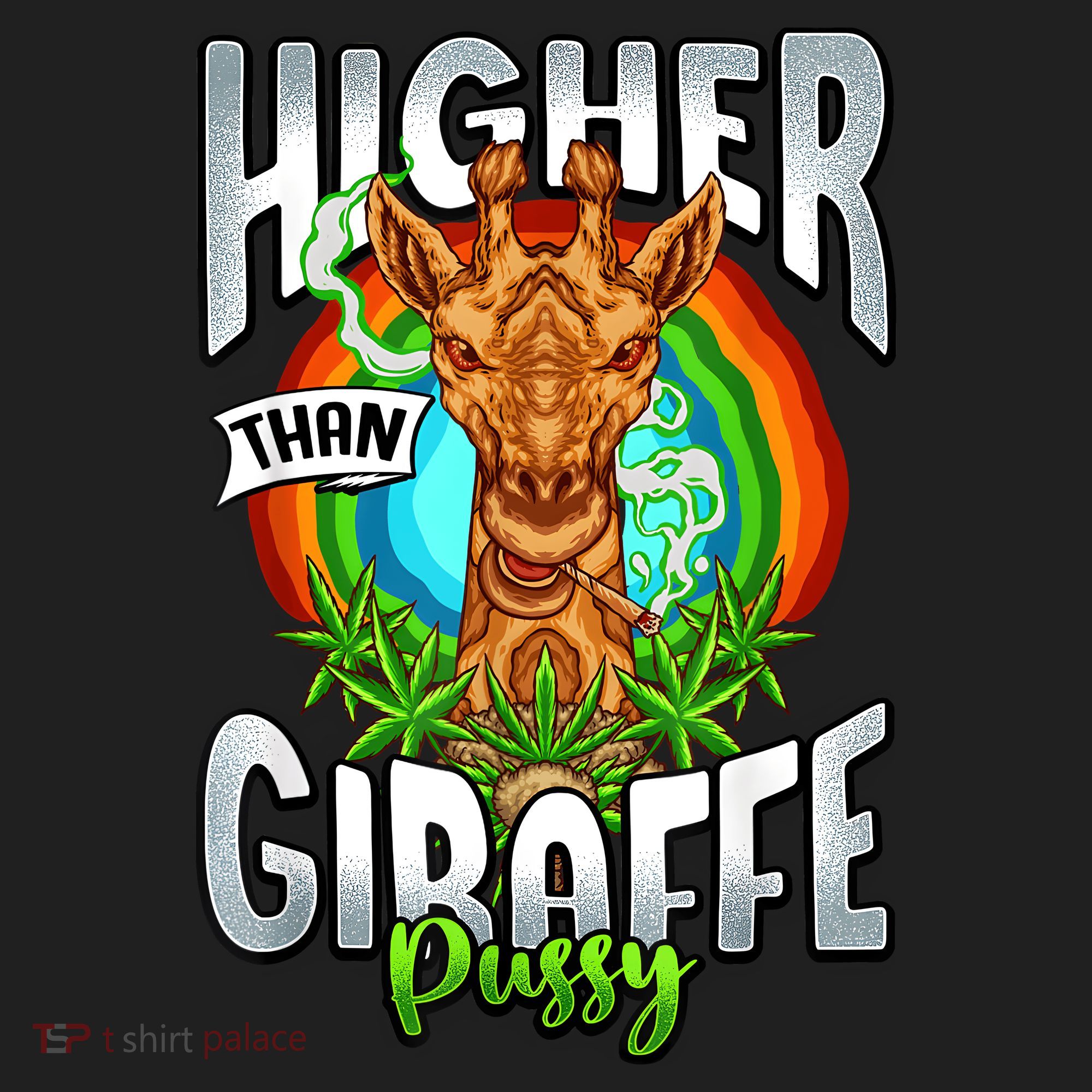 Higher Than Giraffe Pussy Funny Stoner Weed 4 20 Pot Gift Golf Towel