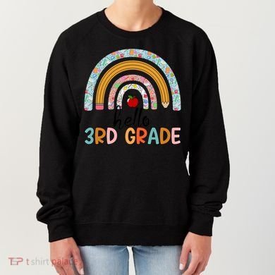 Hello Third Grade Rainbow First Day Of 3Rd Grade Teacher Funny Gift Women's Sweatshirt