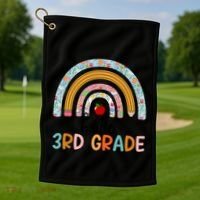 Hello Third Grade Rainbow First Day Of 3Rd Grade Teacher Funny Gift Golf Towel thumb 1