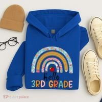 Hello Third Grade Rainbow First Day Of 3Rd Grade Teacher Funny Gift Hoodie thumb 4