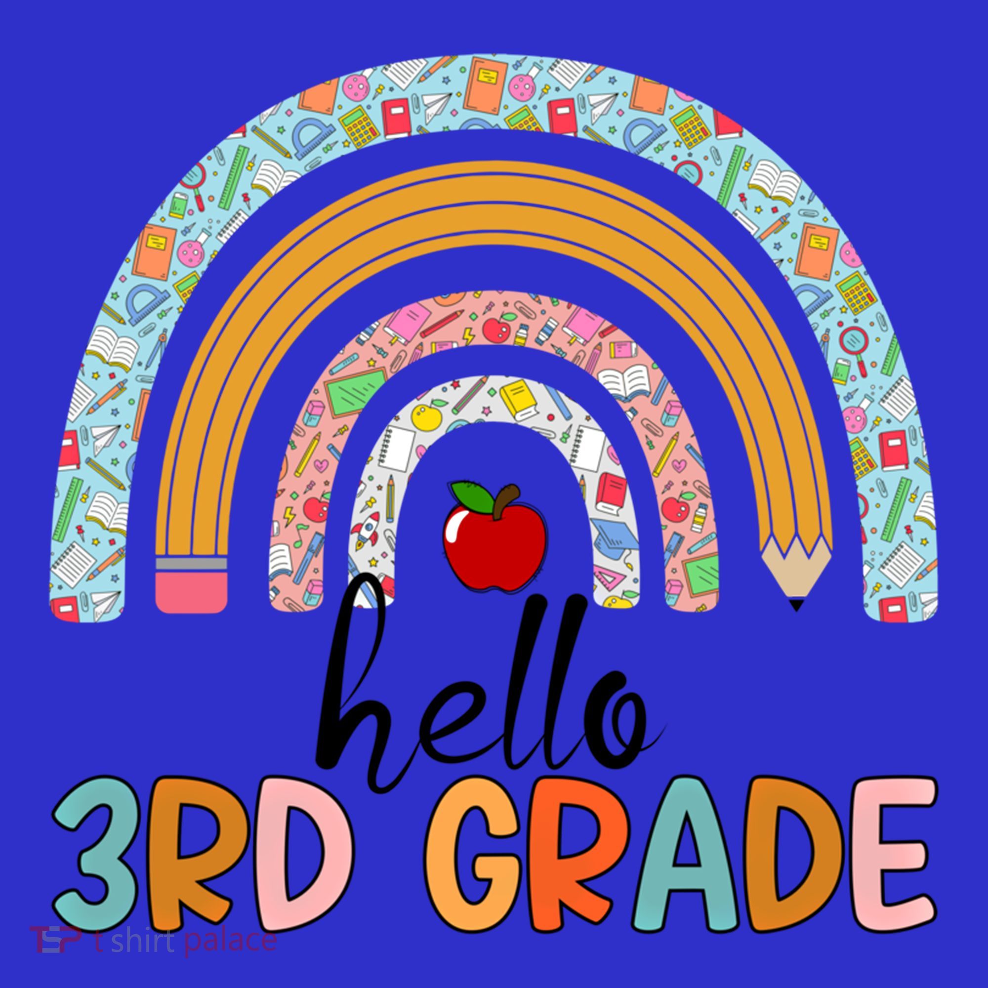 Hello Third Grade Rainbow First Day Of 3Rd Grade Teacher Funny Gift Baby Bodysuit