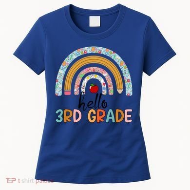 Hello Third Grade Rainbow First Day Of 3Rd Grade Teacher Funny Gift Women's T-Shirt