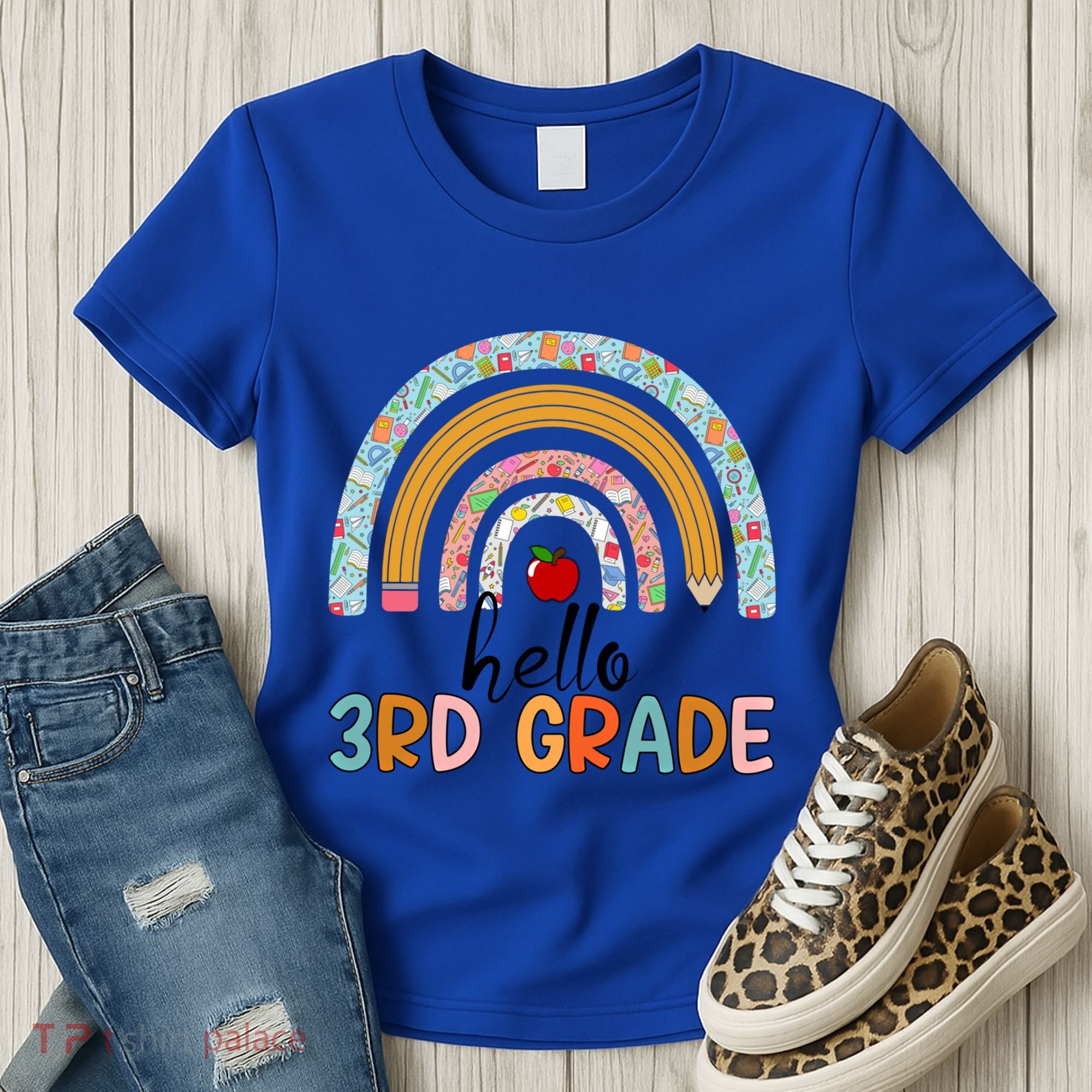 Hello Third Grade Rainbow First Day Of 3Rd Grade Teacher Funny Gift Women's T-Shirt