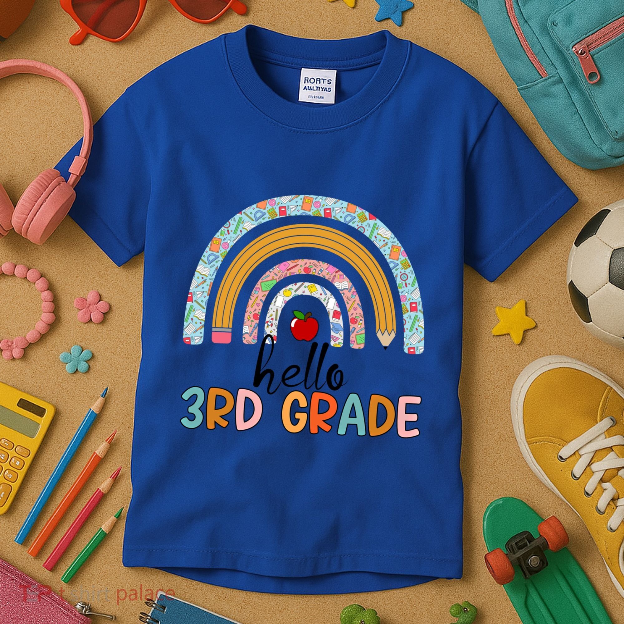 Hello Third Grade Rainbow First Day Of 3Rd Grade Teacher Funny Gift Kids T-Shirt