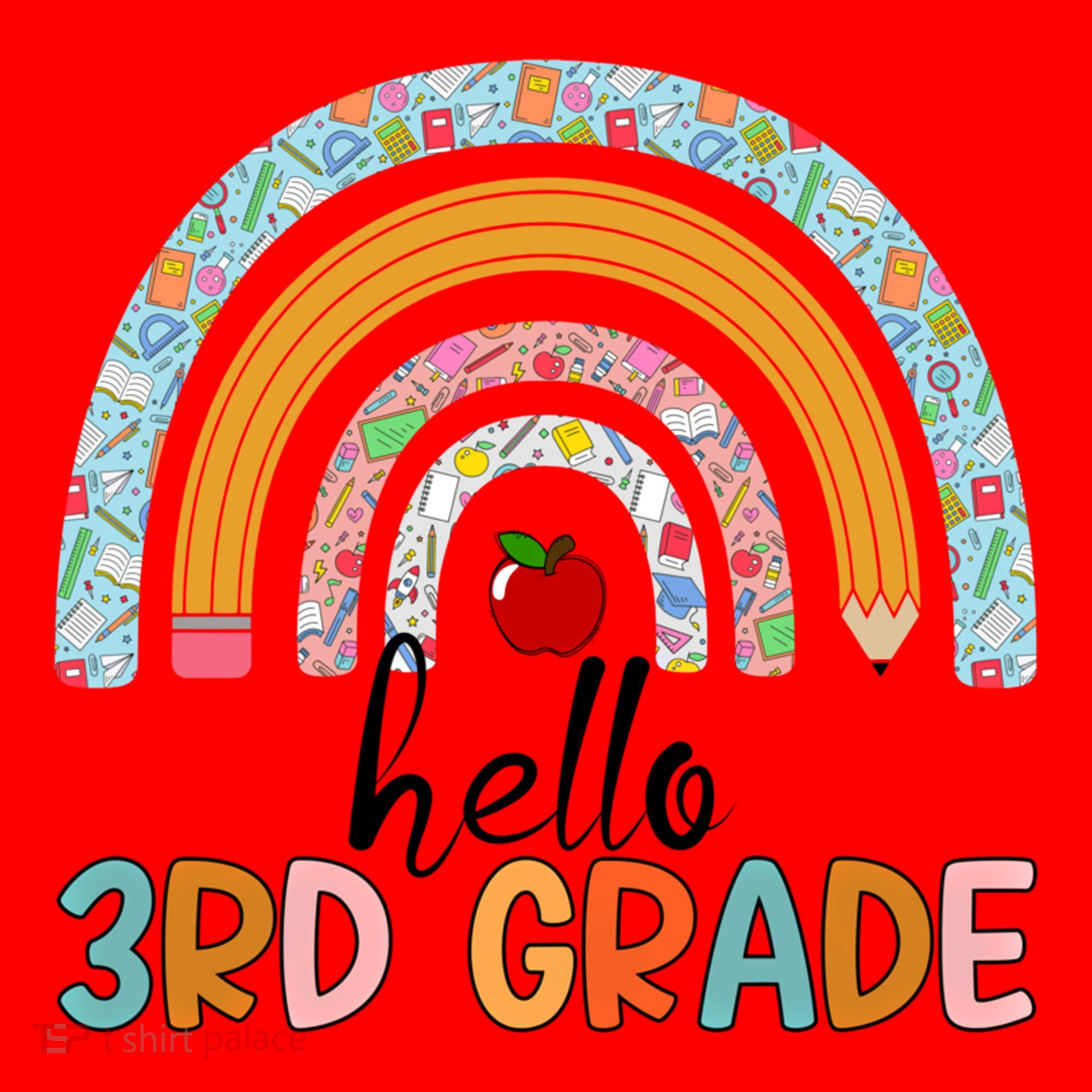 Hello Third Grade Rainbow First Day Of 3Rd Grade Teacher Funny Gift Santa Hat