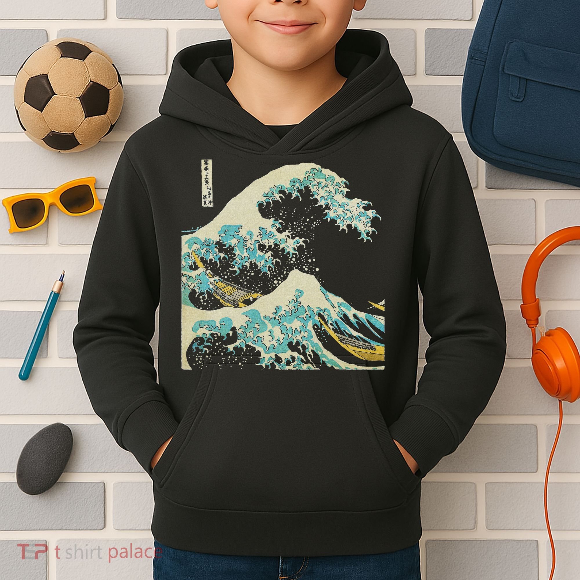 Hokusai The Great Wave Kids Hoodie