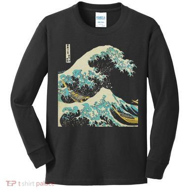 Hokusai The Great Wave Kids Long Sleeve Shirt
