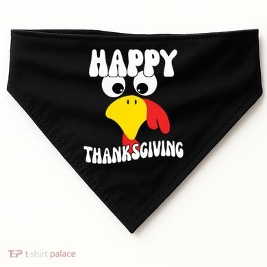 Happy Thanksigiving Gobble Turkey Face USA-Made Doggie Bandana