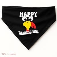 Happy Thanksigiving Gobble Turkey Face USA-Made Doggie Bandana thumb 0