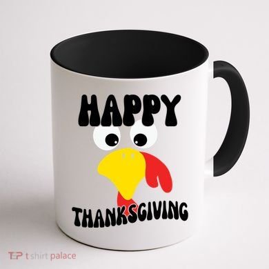 Happy Thanksigiving Gobble Turkey Face Coffee Mug back