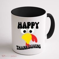 Happy Thanksigiving Gobble Turkey Face Coffee Mug thumb 1