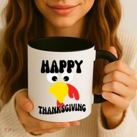 Happy Thanksigiving Gobble Turkey Face Coffee Mug thumb 3