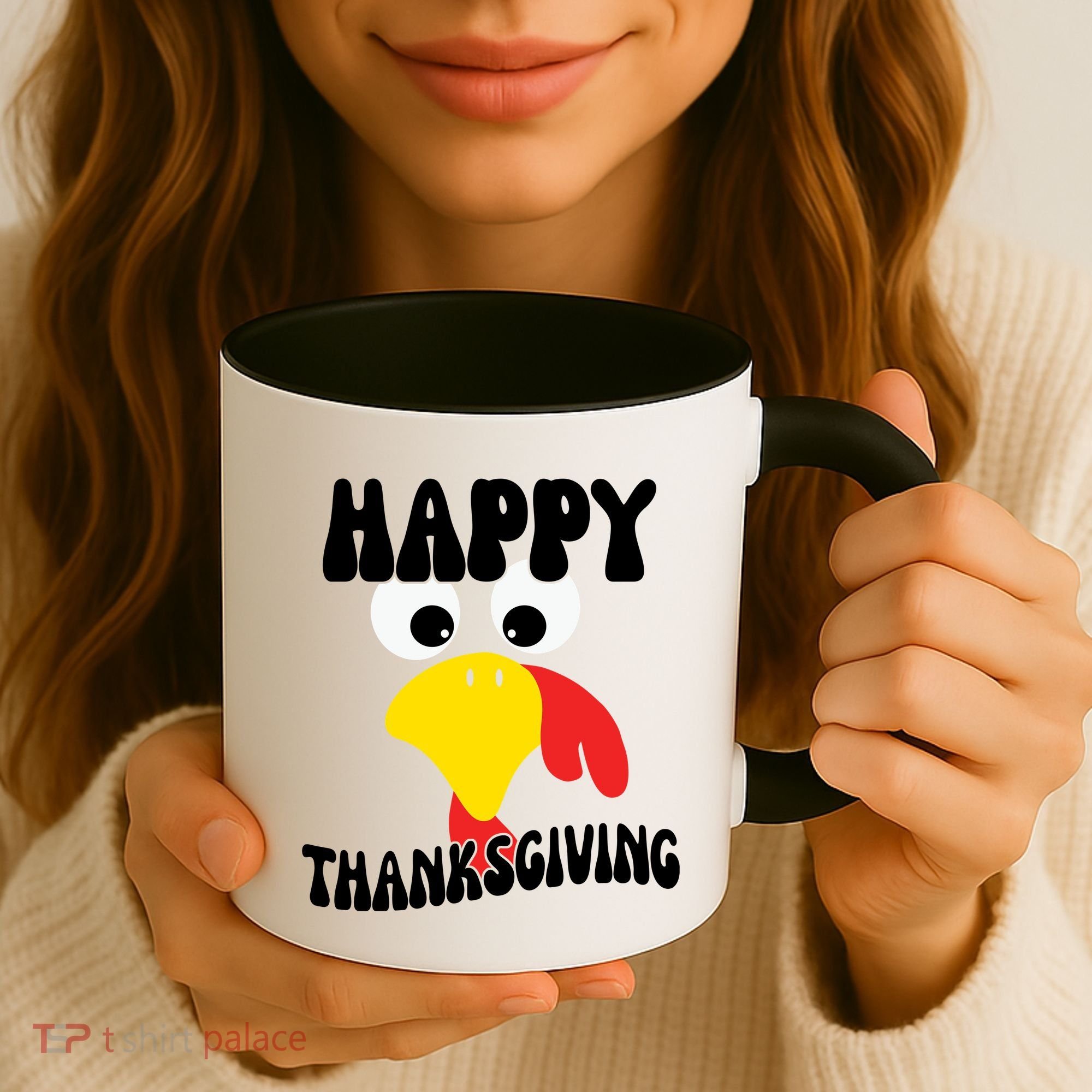 Happy Thanksigiving Gobble Turkey Face Coffee Mug