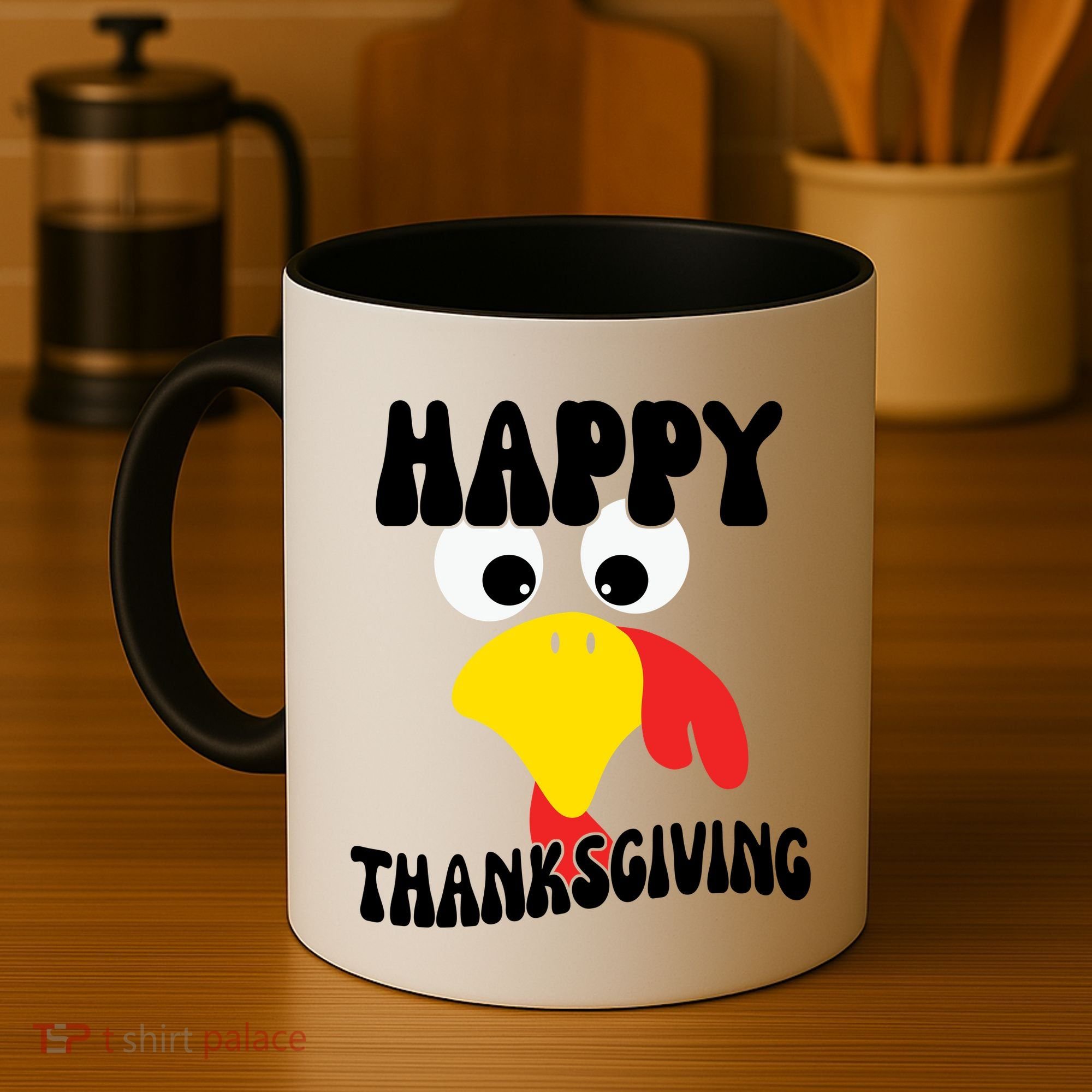 Happy Thanksigiving Gobble Turkey Face Coffee Mug