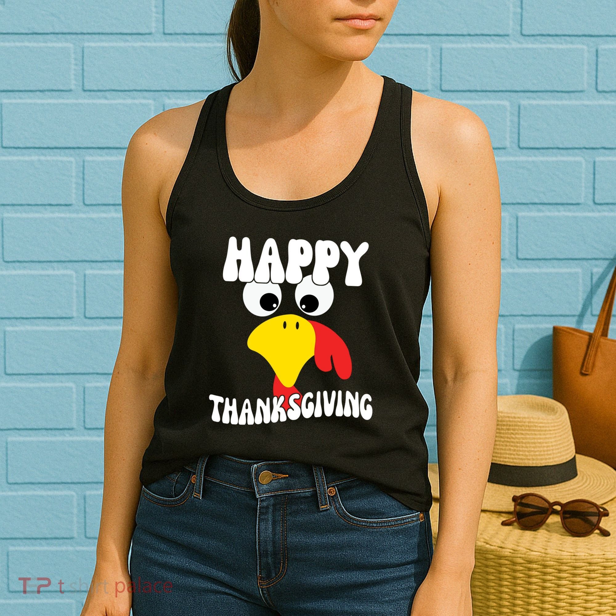 Happy Thanksigiving Gobble Turkey Face Women's Tank Top