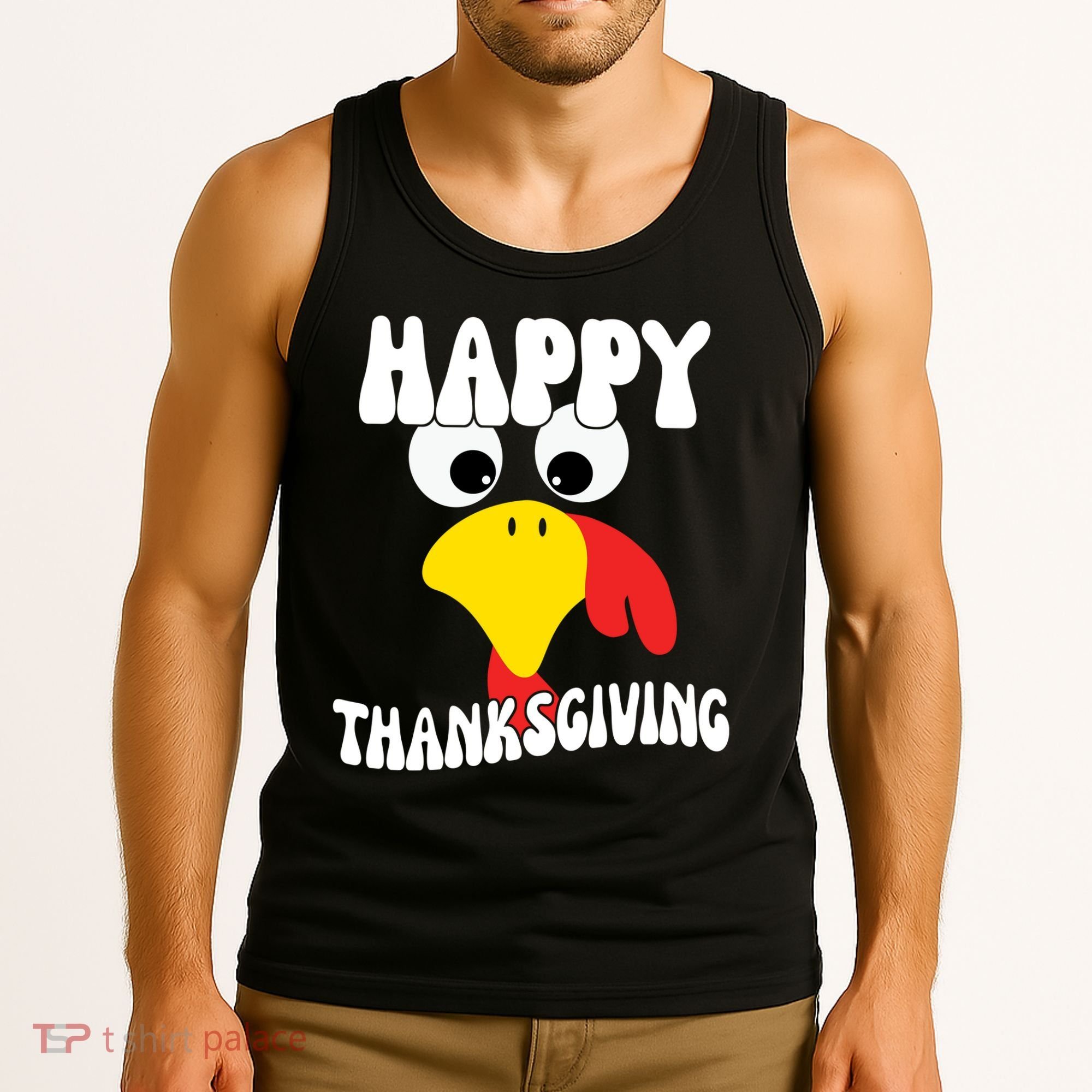 Happy Thanksigiving Gobble Turkey Face Tank Top