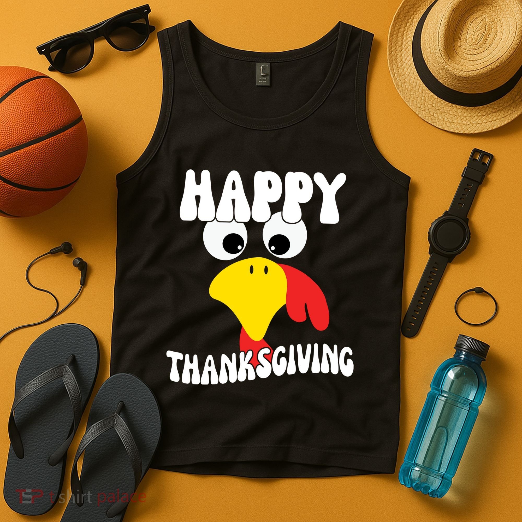 Happy Thanksigiving Gobble Turkey Face Tank Top