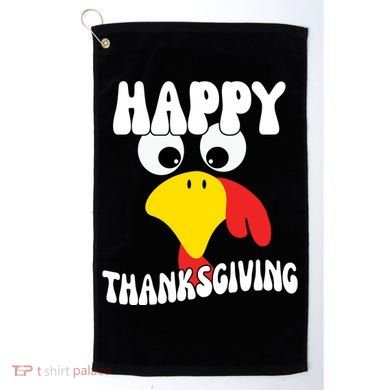 Happy Thanksigiving Gobble Turkey Face Golf Towel