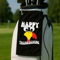 Happy Thanksigiving Gobble Turkey Face Golf Towel thumb 2