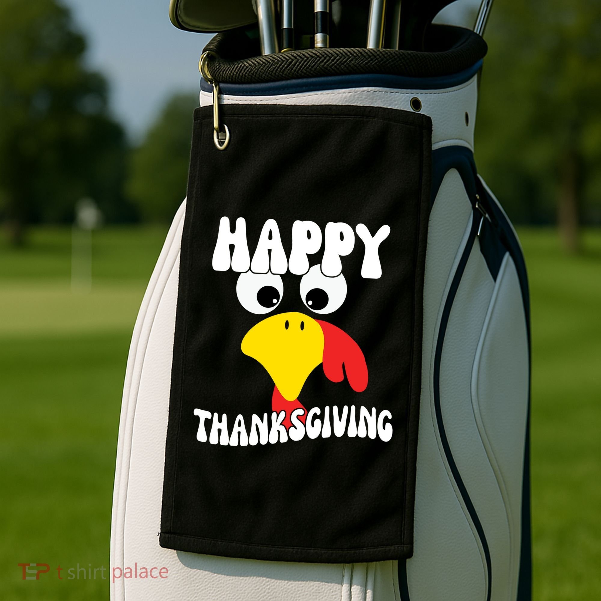 Happy Thanksigiving Gobble Turkey Face Golf Towel
