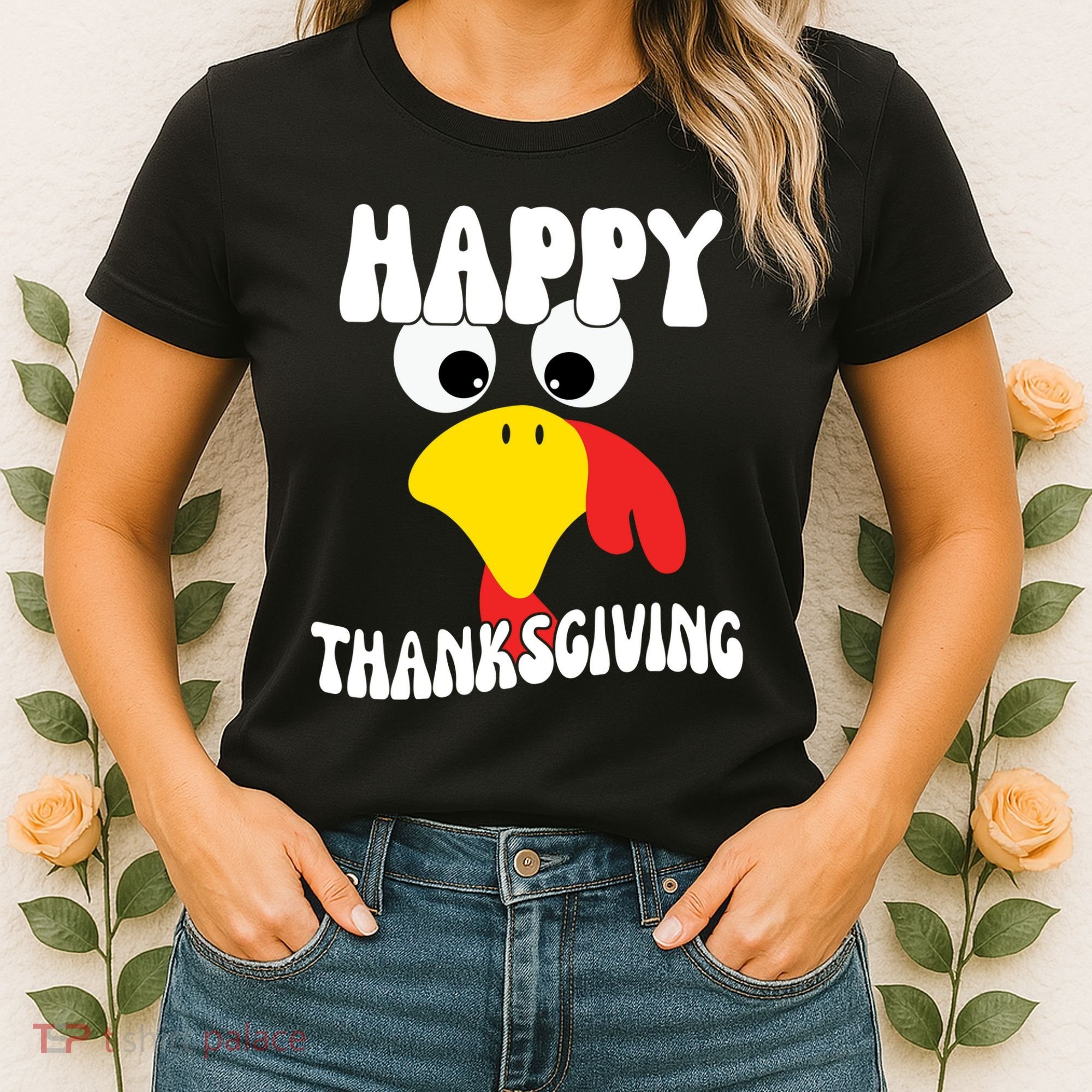 Happy Thanksigiving Gobble Turkey Face Women's T-Shirt