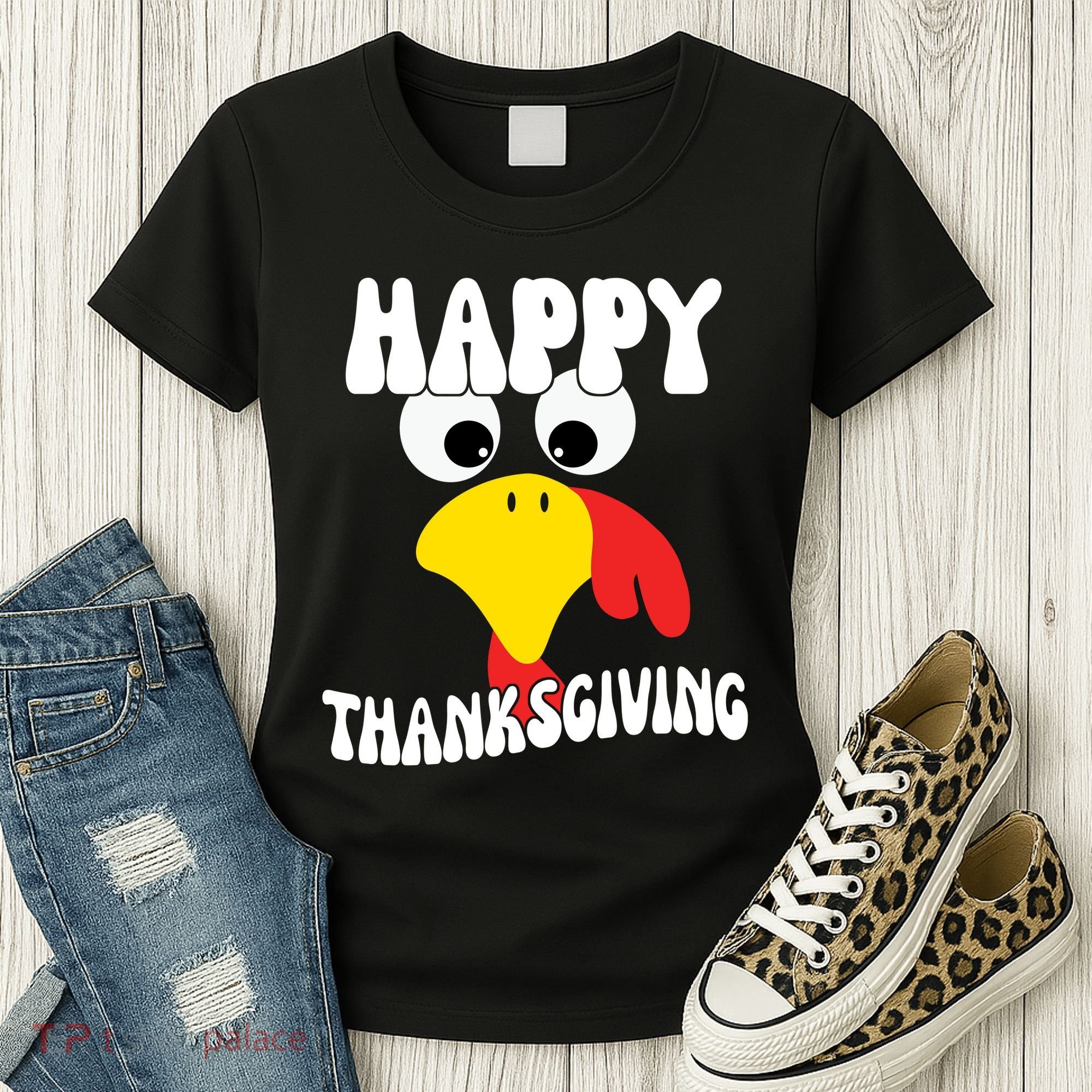 Happy Thanksigiving Gobble Turkey Face Women's T-Shirt