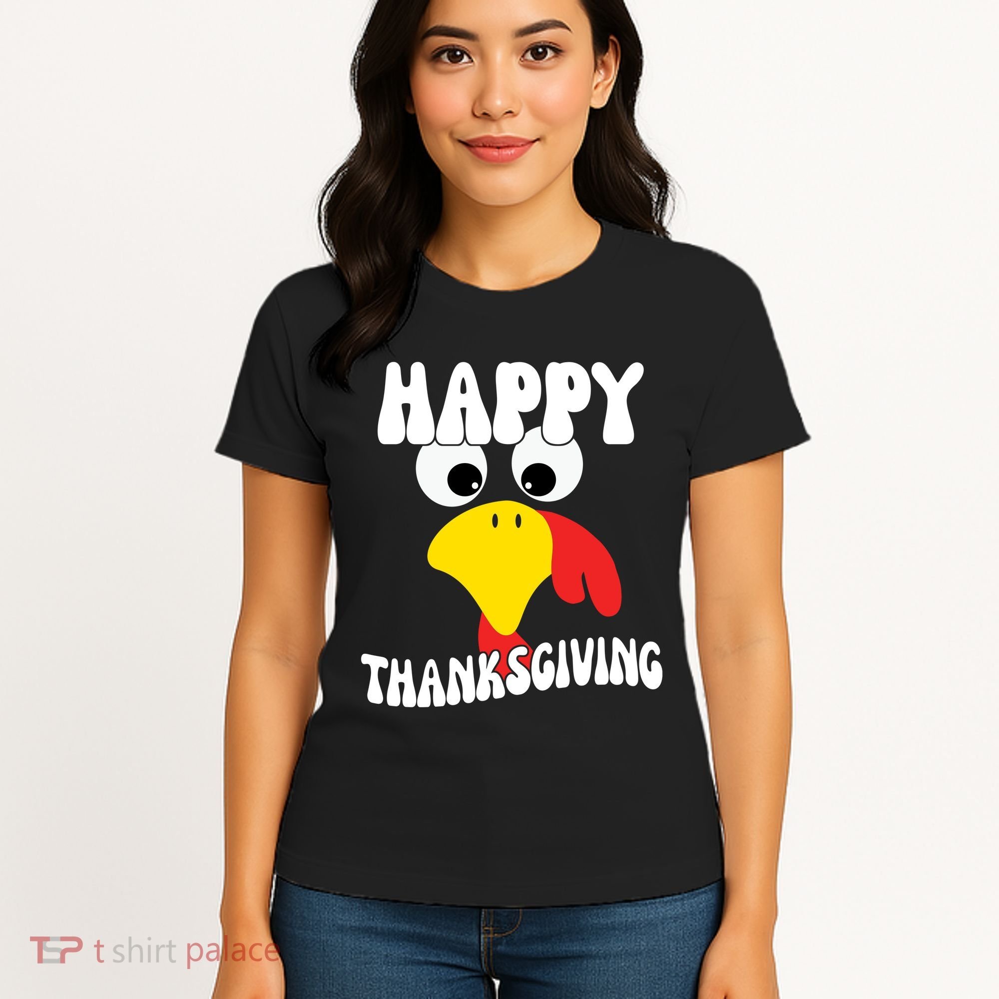 Happy Thanksigiving Gobble Turkey Face Women's T-Shirt