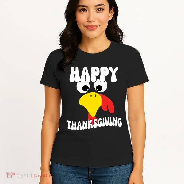 Happy Thanksigiving Gobble Turkey Face Women's T-Shirt