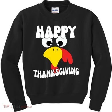 Happy Thanksigiving Gobble Turkey Face Kids Sweatshirt
