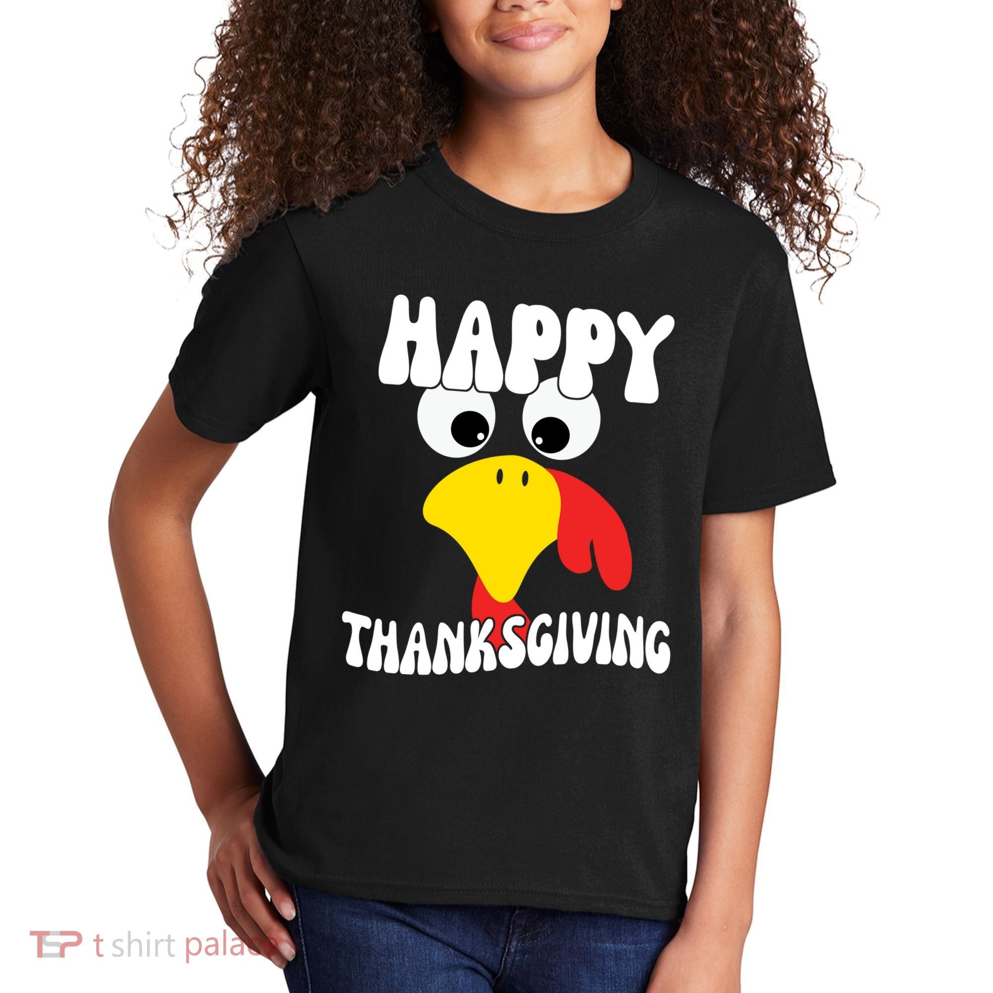 Happy Thanksigiving Gobble Turkey Face Kids T-Shirt