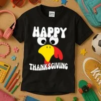 Happy Thanksigiving Gobble Turkey Face Kids T-Shirt thumb 3
